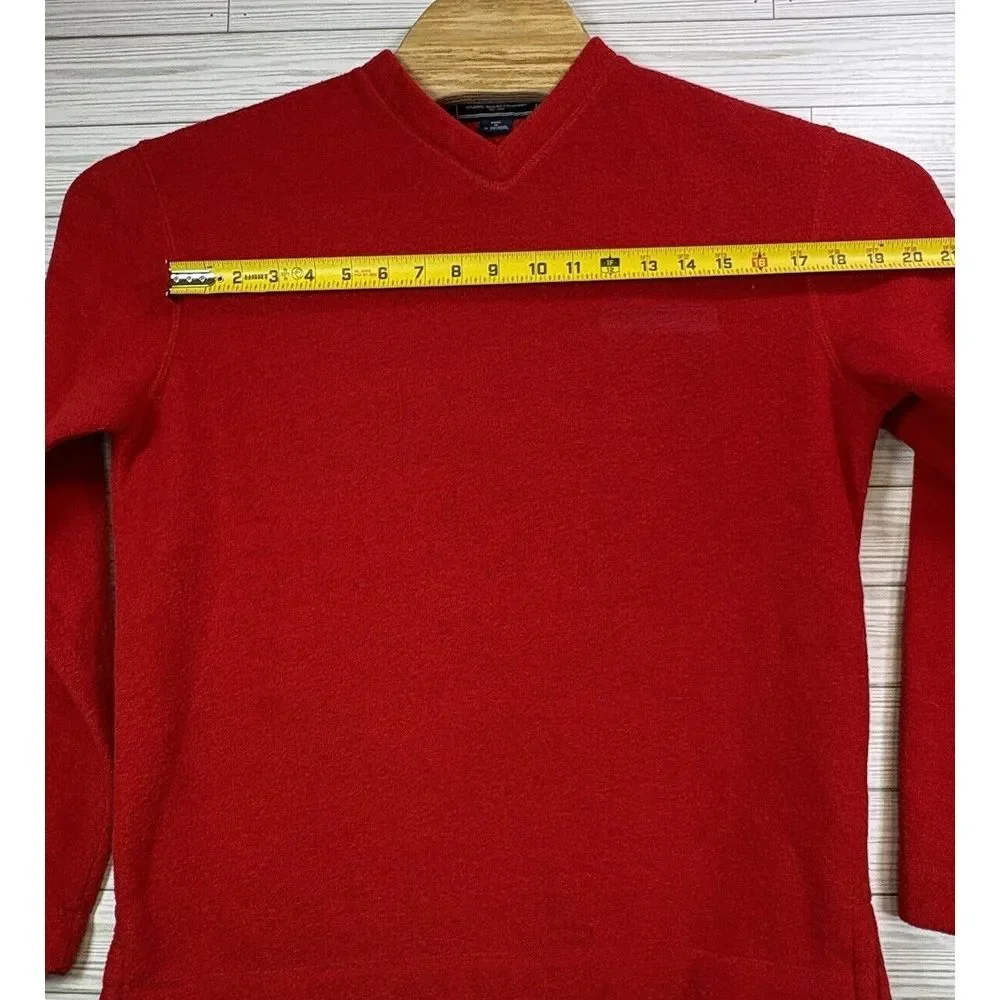Polo Ralph Lauren Sport Men's Fleece Red Polyester Blend Pullover V-Neck Sz Sm‎